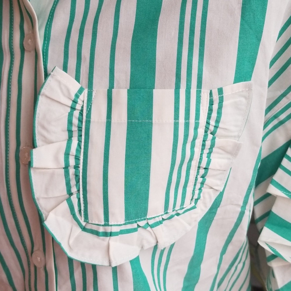 A New Day NWT Ruffle Stripe Blouse Sz XS - Picture 3 of 6